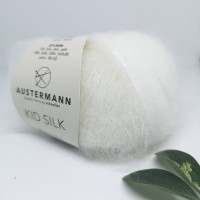 Włóczka kid Silk 001 Weiss - mieszanka kidmoheru z jedwabiem