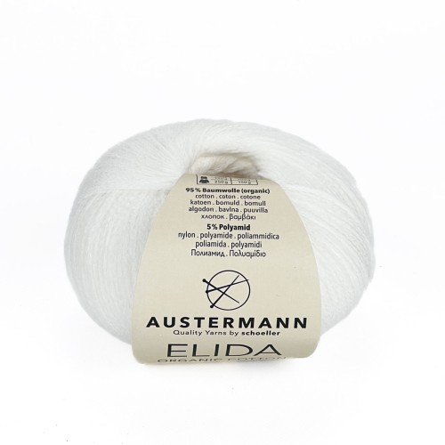 Włóczka Elida 001 50g - biały ( Austermann )