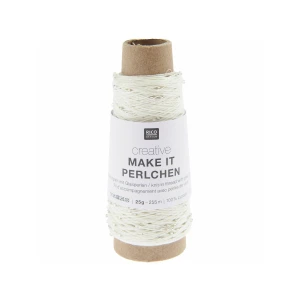 Włóczka Make it Perlchen 001 ecru z koralikami 25g ( Rico Design )