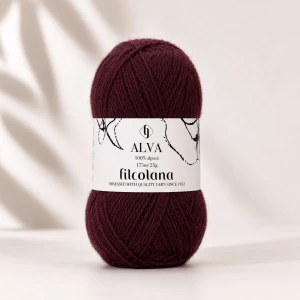 Włóczka Alva 382 Dark Bordeaux  - ciemne bordo 25g ( Filcolana )