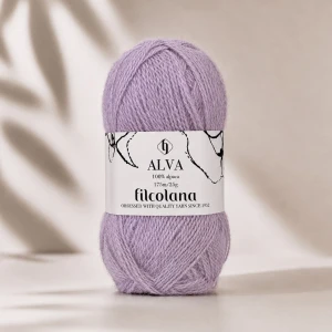 Włóczka Alva 369 Slightly purple  - pastelowa lawenda 25g ( Filcolana )