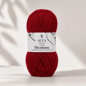 Włóczka Alva 225 Christmas Red - świąteczna czerwień 25g ( Filcolana )