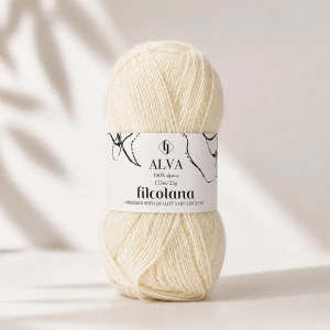 Włóczka Alva 101 Natural White - naturalna biel 25g ( Filcolana )