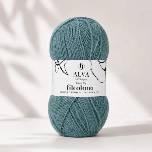 Włóczka Alva 377 Blue Mist - zgaszony niebieski 25g