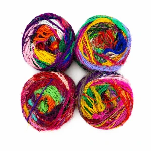 Zestaw Sari Silk Yarn 07 - multikolorowy zestaw czterech włóczek