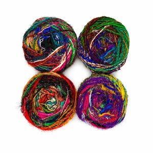 Zestaw Sari Silk Yarn 09 - multikolorowy zestaw czterech włóczek