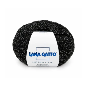 Włóczka Merino Lux 31492 - czarny ze srebrnym 50g/185m ( Lana Gatto )